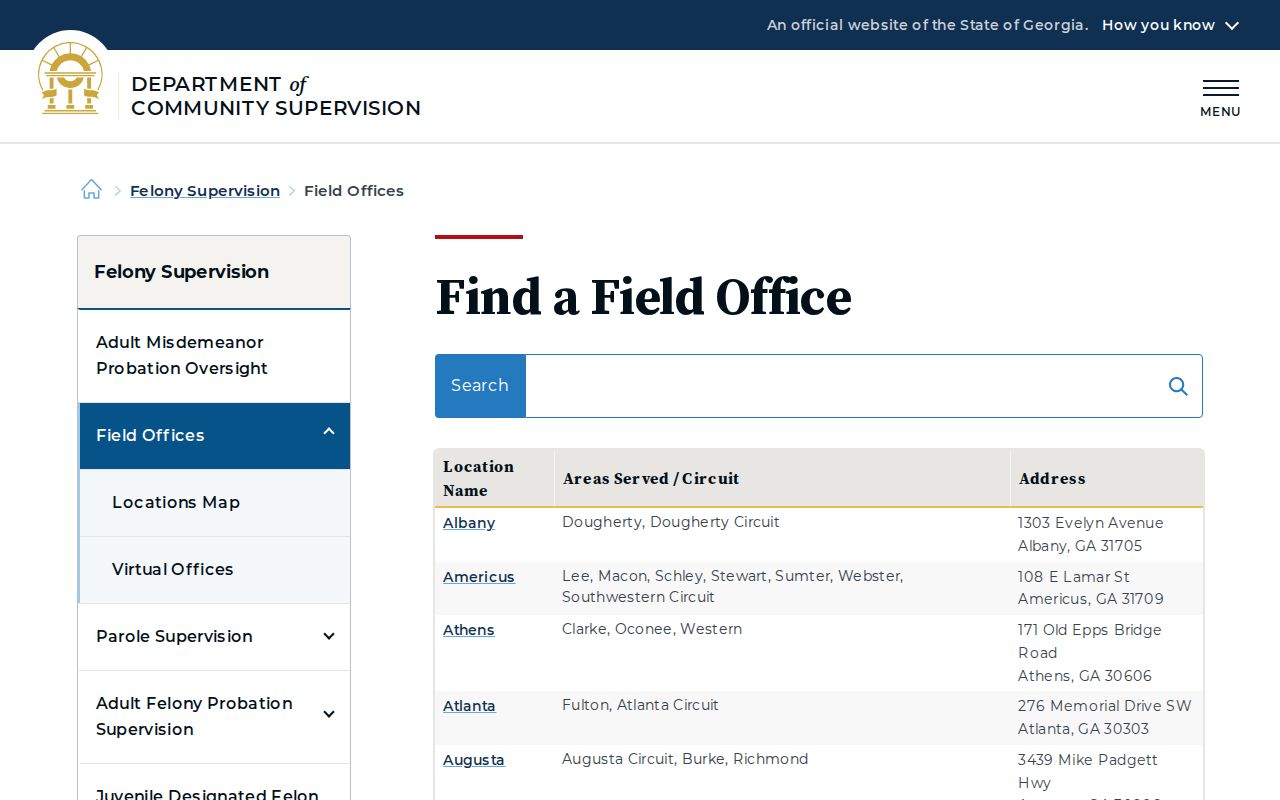 Oconee County post-release supervision DCS Athens office listing
